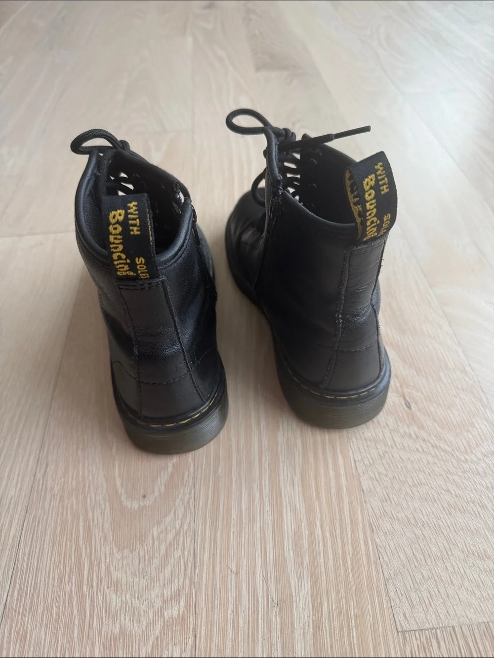 Dr Martens size 4 Black Leather Lace-Up Combat Boots